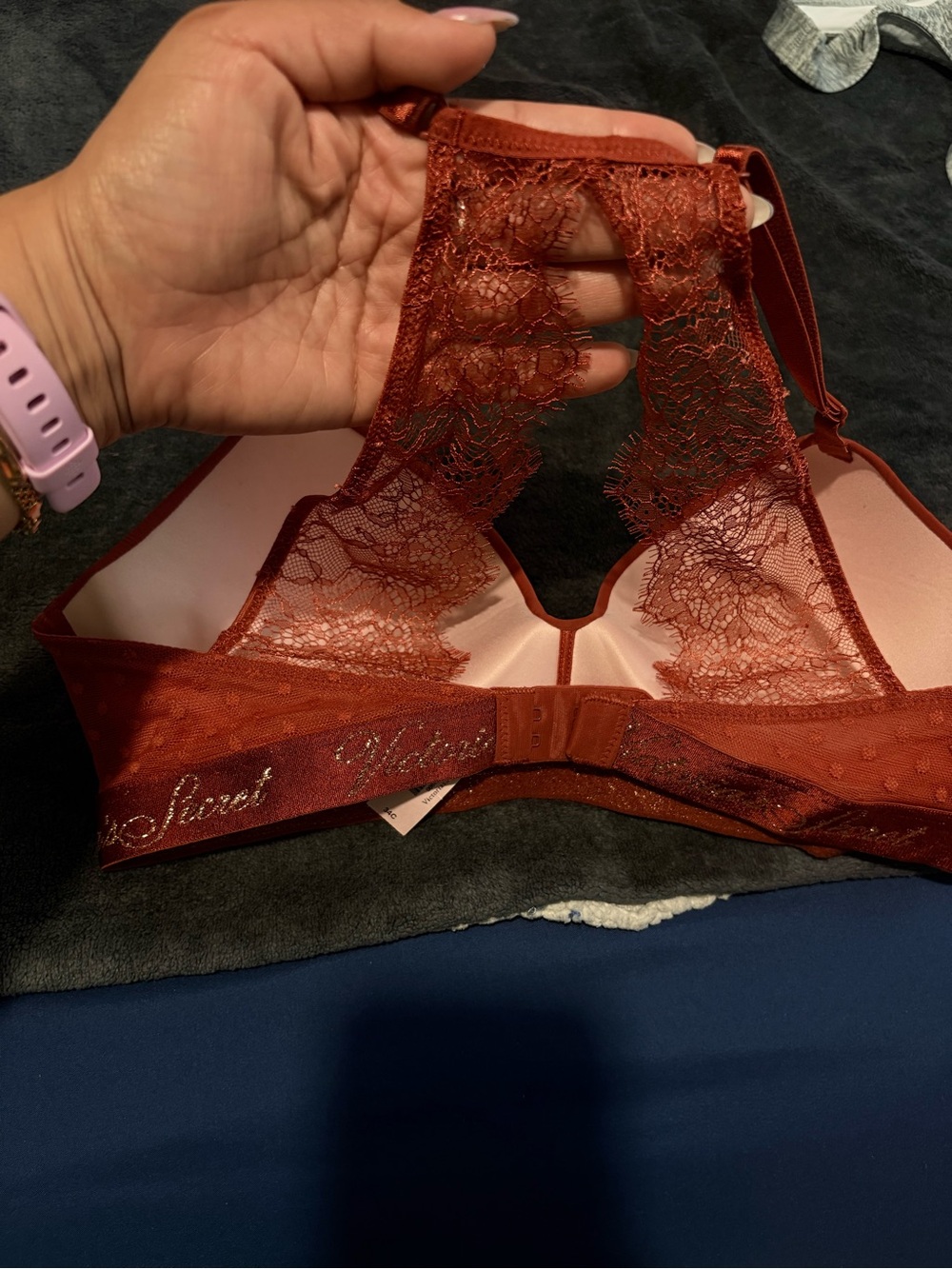 Victoria's Secret Coral Lace Racerback Push-Up Bra - Picture 12 of 12